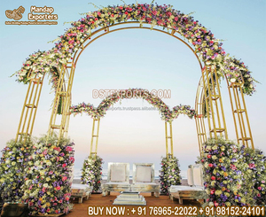 Modern Style <b>Decorative</b> Metal Mandap <b>Decor</b> Beautiful Metal Mandap With Floral <b>Decor</b> Trending Wedding <b>Decor</b> Round Metal Mandap UK - Product Image 2