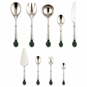 hot selling Elegant Metal Flatware Set With Green <b>Rose</b> Handles High Mirror Polish Dishwasher Safe Wedding Dining Cutlery - Product Image 1