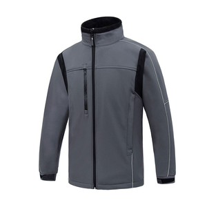 Veste polaire pour homme, couleur unie, col montant, fermeture éclair, coupe-vent, décontractée, pour l'extérieur, automne, polyester, softshell, coupe régulière - Product Image 6