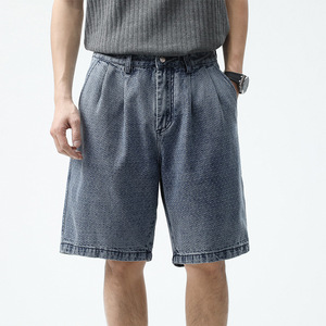 Shorts en jean décontractés pour homme, taille mi-haute, coupe droite, respirants et légers, 100% coton extensible, bleu - Product Image 6