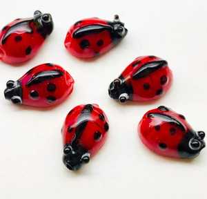 Handmade Lampwork <b>Glass</b> Beads Cute Ladybug Strawberry & Swirl Oval Loose <b>Charms</b> for DIY Jewelry Making - Product Image 1