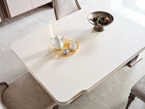 Ensemble de salle à manger moderne de luxe en teck massif, écologique et durable, avec 7 chaises et table rectangulaire dorée, idéal pour entrée d'appartement contemporain - Product Image 5
