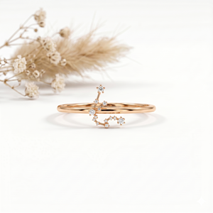 Bague Aquarius de Luxe, Pierre Précieuse Certifiée DEF VVS, Bijou Cosmique en Or, Créativité Février, Tendance Actuelle - Product Image 3