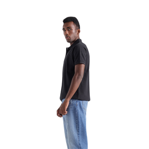 Camisa de Golf de Verano para Hombre, Negra, Tejida, 100% Algodón, Manga Corta, con Bolsillo, Cuello Clásico, Antiarrugas, Estilo Casual Elegante - Product Image 2