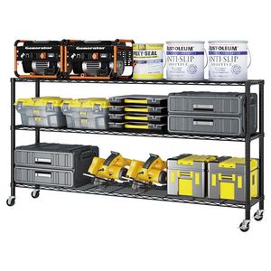 Présentoir en fer réglable à 6 niveaux 150*45*213cm, assemblage de démontage noir enduit de poudre, réglage de l'espacement des étagères de garage - Product Image 3