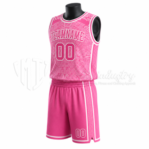 Conjunto de Uniforme de Baloncesto Sublimado Rosa Personalizado, 100% Poliéster, Secado Rápido, Transpirable, Cuello en V, Sin Mangas, Logotipo Personalizado, Posiciones del Equipo - Product Image 3