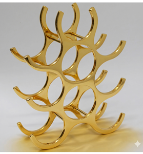 Gold Metal Wine Rack 10-19 Bottle Capacity Display Stand Home Furniture Wine Bottle Holder <b>Freestanding</b> Geometric Wine Bottle - Product Image 1