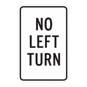 Panneau de signalisation interdite de virer à gauche Brady - Rouge/Blanc Réfléchissant pour usage intérieur et extérieur - Product Image 1