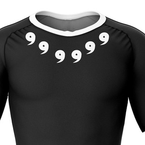 T-shirt de compression noir à manches courtes pour homme, col rond, coupe ajustée, séchage rapide, en polyester tricoté, motif à motifs, style sportif - Product Image 6