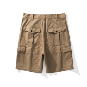 Shorts cargo pour homme, couleur unie, taille mi-haute, fermeture élastique, poches avec cordon de serrage, séchage rapide, nylon/coton, style streetwear, longueur Bermuda - Product Image 2