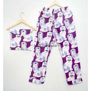 Ropa de Dormir Transpirable y Suave para Mujer, 100% Algodón Puro, Estampado Floral, Conjunto de Pijama de Verano, Pantalones Cortos de Punto y Camiseta - Product Image 1