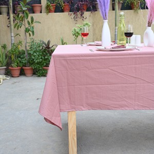 Pink Plain Dyed Cotton Linen <b>Tablecloth</b> Outdoor Washable Woven Simple Style Solid Color for Wedding Hotel Home Decoration - Product Image 5