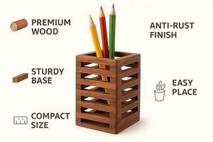 Wooden Pen Stand for <b>Desk</b> Organizer Handmade Wooden Pencil Holder for Office Home Decor - Product Image 5