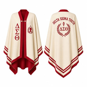 Delta Sigma Theta <b>Women</b> <b>Cape</b> Shawl Wool Embroidered Greek Sorority Wrap Long All Seasons - Product Image 4