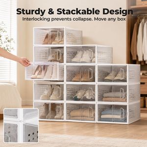 Clear Plastic Stackable Shoe Storage <b>Box</b> 10/15 Pack Foldable Shoe Organizer for Sneaker Display and <b>Hat</b> Storage - Product Image 4