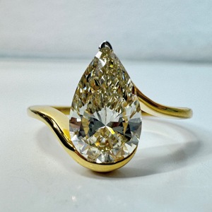 Pear Cut Lab Grown <b>Diamond</b> Solitaire <b>Ring</b> in 18K Yellow Gold | 1.75 CT - Product Image 1