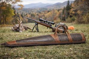 Funda de cuero genuino vintage para armas de campo, a prueba de viento, transpirable, de liberación rápida, duradera, con sistema MOLLE, bolsa de almacenamiento para tiro, Backwoods - Product Image 5