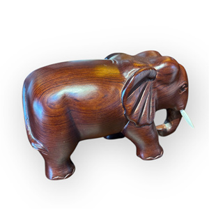 The <b>elephant</b> statue was carved from a single block of Huongwood. - Product Image 4