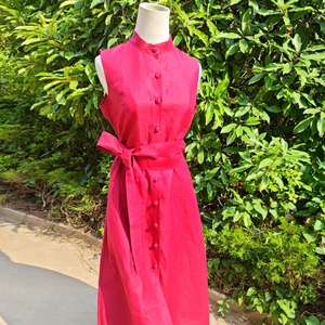 Vestido de cuello barco sin mangas para mujer, estilo A, para verano, playa, vacaciones, talla grande, ropa de lino, precio al por mayor - Product Image 3
