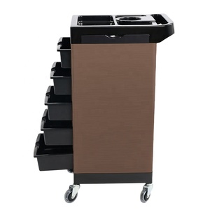 Custom Logo Brown Multifunctional Modern 5-Tier Heavy-Duty Durable Stainless Steel 4-Wheel Mobile Beauty Storage <b>Cart</b> - Product Image 2