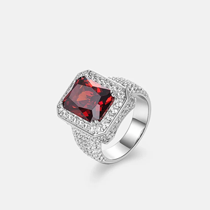 Luxury Women's <b>Cocktail</b> <b>Ring</b> 925 Silver Moissanite Emerald Cut Pave Setting Geometric Design Party Jewelry - Product Image 2