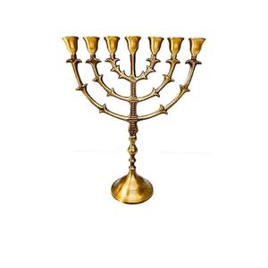 Menorah Tradicional de Jerusalén de 7 Ramas con Acabado Esmaltado, Menorah de Latón Resistente para Centro de Mesa en el Hogar o Comedor - Product Image 5