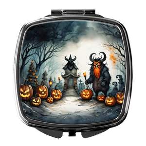Krampus Christmas Demon Spooky Halloween Compact Travel <b>Makeup</b> <b>Mirror</b> Folding Handheld Design Gift for Women and Girls - Product Image 1