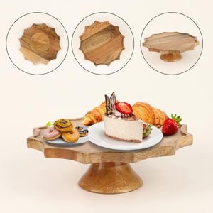 Support à gâteau en bois artisanal, écologique et réutilisable pour la décoration de cuisine de style campagnard, compatible lave-vaisselle, vente en gros en vrac - Product Image 2