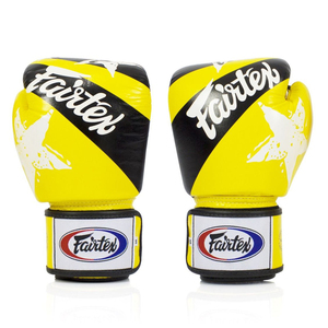 Guantes de Boxeo Fairtex de Fabricante OEM, Amarillos y Negros, de Cuero, con Cierre de Gancho y Bucle, Unisex, para Adultos, Equipo de Protección, Nuevo Diseño - Product Image 1