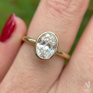 Anillo de Compromiso y Boda Minimalista de Oro Amarillo con Moissanita Ovalada, Engaste de Garra, Certificado IGI, Chapado en Oro, Joyería de Regalo - Product Image 4