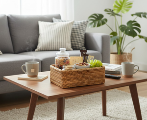 Cesta rectangular de ratán natural tejida a mano, organizador multiusos de mimbre para baño, cocina, sala de estar, de Vietnam. - Product Image 3