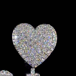 Rappeur Bijoux Hommes 925 Sterling Silver Moissanite Diamant Pendentif Coeur Fermoir Personnalisé Nom Lettre Pendentif - Product Image 4