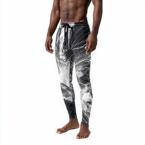 Pantalon de compression pour homme à taille haute avec cordon de serrage, 100% polyester, pour l'entraînement et le fitness - Product Image 4