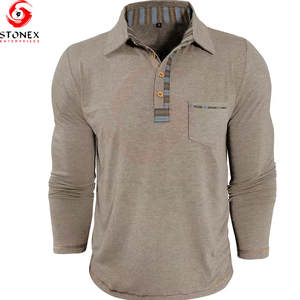 T-shirt formel à manches longues en tricot de qualité supérieure pour homme avec poche avant - Product Image 3