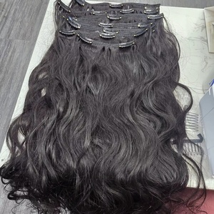 ¡Venta al por mayor de alta calidad Virgen indio sedoso recto Remy extensiones de cabello Clip-in para el mejor valor! - Product Image 1