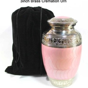 Urna Conmemorativa de Latón Rosa con Acabado Esmaltado, Ecológica, para Cenizas de Mascotas y Humanos, Artesanía India - Product Image 4