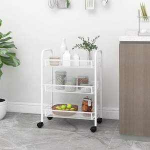 <b>3</b>-<b>Tier</b> White Iron Kitchen <b>Trolley</b> 18.1"x10.2"x25.2" Kitchen Islands & Carts - Product Image 1