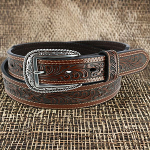 Ceinture en cuir de vachette marron foncé unisexe élégante usinée à la main et gravée longueur personnalisée Style occidental - Product Image 2