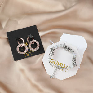 Custom Logo Printing Black White Luxury Elegant <b>Card</b> Jewelry Packaging <b>Display</b> <b>Stand</b> Set for Rings Necklaces Fashion Accessories - Product Image 1