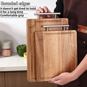 Juego de tablas de cortar de alta resistencia con mango de acero, ranura profunda para jugos, superficie apta para cuchillos, ideal para cortar y servir a diario - Product Image 5