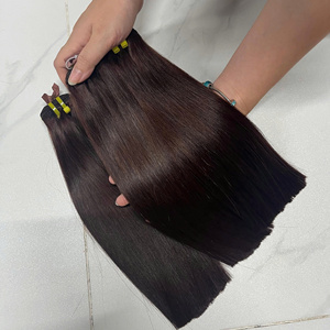 Conjunto de color marrón recto de hueso que hace el paquete de color y el cierre Cabello humano vietnamita real - Product Image 1