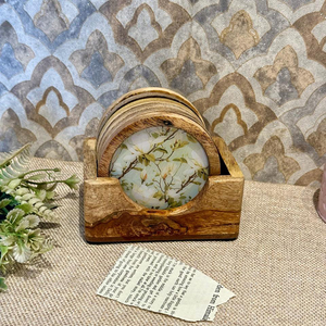 Farmhouse Style Wooden Mug Coaster <b>Set</b> <b>Rustic</b> Drink Protection Mats for <b>Dining</b> <b>Table</b> - Product Image 3