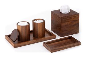 Juego de Accesorios de Baño Modernos de Resina, 4 Piezas, Dispensador de Jabón, Portacepillos de Dientes, Bandeja, Diseño de Madera Gris - Product Image 4