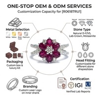 Bague de mariage en or massif 18 carats avec rubis naturel et diamants, design fleur éclose, vente en gros, bijoux personnalisés, MOQ 1 pièce