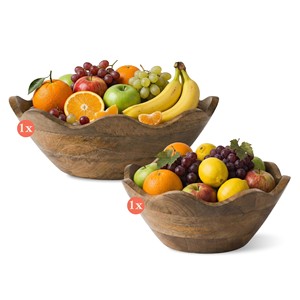 Handcrafted Jatoba <b>Wood</b> Round Bowl with Carved Edges | Wholesale Wooden Fruit Bowl - Product Image 2