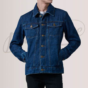 Veste en jean bleu clair pour homme, coupe slim, délavée style vintage, en coton, boutonnée, style streetwear, manteau décontracté - Product Image 1