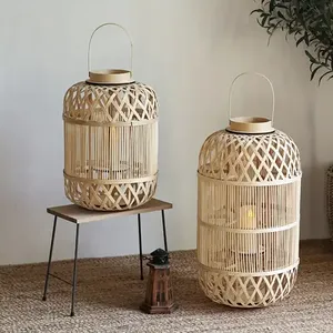 Lámpara de Mesa de Bambú Fabricada en Vietnam, para Decoración de Jardín, Playa o Resort, Portavelas de Ratán - Product Image 5