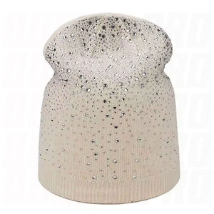 Custom Logo Jacquard Rhinestone Beanie <b>Hat</b> Warm Winter Knitted Breathable Waterproof 100 Percent Acrylic Unisex Fashion - Product Image 3