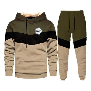 Ensemble de survêtement décontracté pour homme avec sweat à capuche color block et pantalon de jogging à cordon de serrage, manches longues, respirant, en polyester et coton, idéal pour l'automne - Product Image 3
