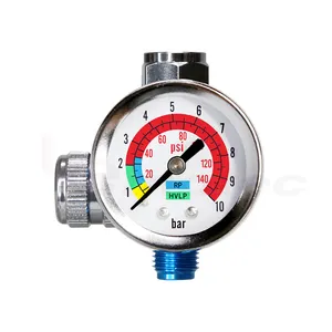 1/4 ''สีสเปรย์ปืนความดัน Regulator Pressure Gauge นิวเมติกเครื่องมืออุปกรณ์เสริม1/4'' พอร์ต0-10BAR 0-150PSI